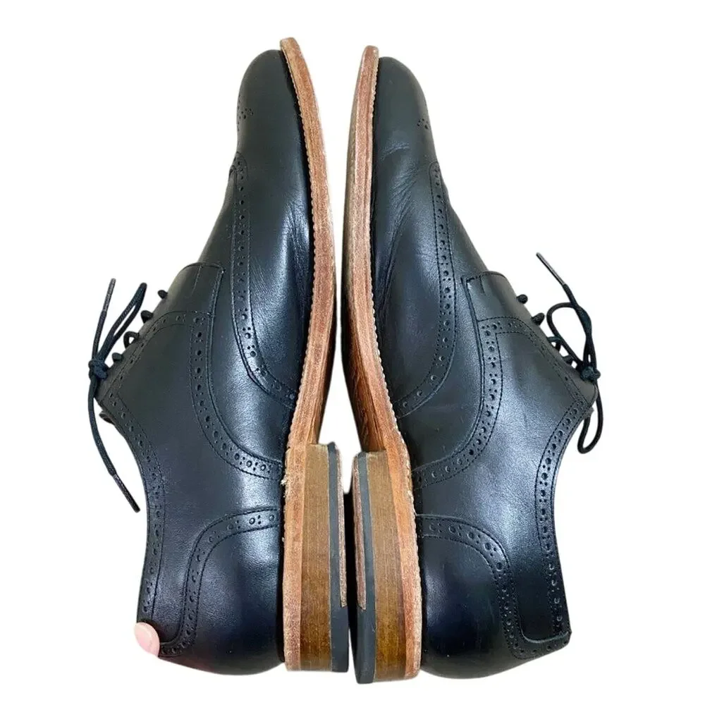 Crosby Square Black Leather Brogue Oxford Dress Shoes Made in Spain Men's Sz 45